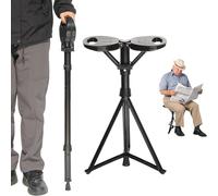 Canne de marche pliante avec siège, bâton de support léger 2 en 1 en aluminium, tabouret portable pour personnes âgées avec une capacité de 150 kg, comprend un sac de transport pour un transport