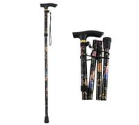 Canne de Marche Pliante,Canne Pliante Réglable avec Design Floral Bâton de Marche Réglable en Hauteur pour Marche Nordique, Alpinisme, Ski, Trekking