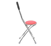 Canne de Marche Pliante, Chaise Ronde en Acier Inoxydable, Chaise À Béquille Portative de 1 mm D'Épaisseur pour Personnes Âgées