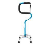 Canne de marche quadripode, hauteur réglable jusqu'à 95,5 cm, charge maximale 136 kg , bleu