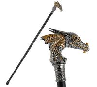 Canne de Marche réglable 93 cm Or Noir Dragon tête Gentleman bâton de Marche Mode Canne Halloween Cosplay Crosier bâton Accessoires Sceptre Réglable en Hauteur