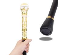 Canne de Marche Ronde en Or Blanc, Canne de Luxe pour Homme et Femme, Amovible et Antidérapante Style Vintage, pour Le Cosplay et Les Fêtes 93 Cm