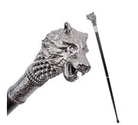 Canne de Marche Silver Wolf, Canne Décorative Pour Homme et Femme, Crosse Antidérapante de 91 Cm, Idéale Pour le Cosplay le Style Vintage et Les Fêtes