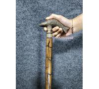 Canne de marche victorienne en laiton marron antique avec poignée en forme de tête de poisson, 3 plis, style vintage, 91,4 cm