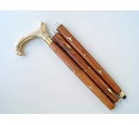 Canne de marche vintage en bois avec poignée en laiton Style victorien