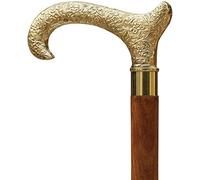 Canne de randonnée nautique vintage de style antique avec poignée dorée en bois pour homme et femme
