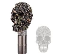 Canne de Rééducation Double Fête en Alliage d'Aluminium 94.5cm, Béquille Crâne de Musicien Pirate pour Randonnée, Trekking et Cosplay d'halloween