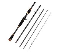 Canne de voyage portable, canne à fibre de carbone, canne de voyage avec canne à lancer, baitcasting amovible de 2,1 mètres haute sensibilité pour truites, barres, glaucomes et p