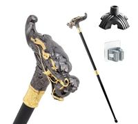 Canne Dragon Noir et Or à Boule Mordue, Poignée Ergonomique Antidérapante Résistante à L'usure et Portable Unisexe Également un Accessoire Élégant pour Gentilshommes