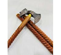 Canne en bois avec poignée en laiton | Canne de marche faite à la main | Cannes de marche décoratives | Canne de marche pour homme et femme Active (bâton à double hache)