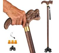 Canne en bois faite à la main, poignée ergonomique en forme de tête de dragon, prise en main confortable, canne de marche légère pour personnes âgées, hommes et femmes