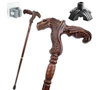 Canne en Bois Massif Tête D'Animal, Poignée Ergonomique Antidérapante Résistante Portable Unisexe L'Indispensable des Seniors