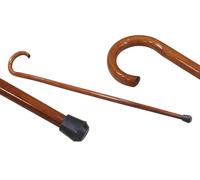 Canne en Bois pour Personnes ÂGÉES, Grand-MÈRE, Grand-PÈRE, Senior, COURBÉE avec Caoutchouc Clair