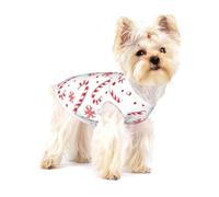 Canne en Bonbon Rouge de Noël,T-Shirt sans Manches en Coton pour Animaux de Compagnie, Gilet Respirant, Extensible et Doux,S