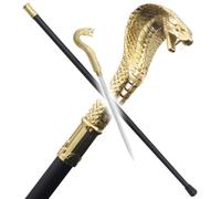 Canne Epee Cobra Gold Canne de Marche Serpent Acier Décoration