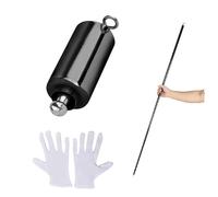 Canne magique de poche en métal avec gants, baguette magique rétractable pour tours de magicien de scène (noir, 1,5 m + gant)