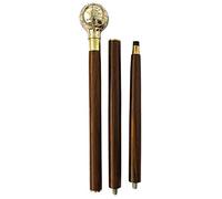 Canne pliable en laiton massif de 91,4 à 94,4 cm environ. Canne pliable en forme de globe terrestre pour homme (canne en bois à 3 volets)