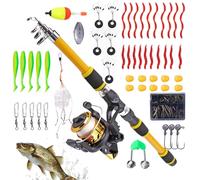 Canne pour | Équipement pour Jeunes Débutants Télescopique | Canne Portable 180 cm avec Moulinet pour Débutants Randonnée Camping Kayak Bateau Surf Poisson Chat Truite