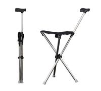 Canne Siège Pliante Légère, Canne de Marche avec Siège Cannes de siège Pliantes réglables en Hauteur Tabouret 3 Pieds Portable pour Repos Canne De Voyage De siège pour Plein air