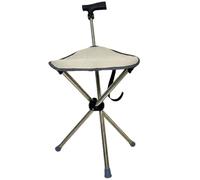 Canne Siege Pliante Légère Canne de Marche avec Siège, Tabouret Léger et Portable, Bâtons de Randonnée Pliables, Support en Acier Inoxydable(White)