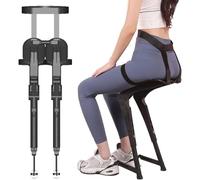 Canne Siege Pliante Légère, Exosquelette de Jambe pour s'Asseoir, Tabouret Invisible Chaise Portable Siège à Hauteur Réglable avec Attelle pour Jambes Tabouret Pliant pour Travail Pêche (Rouge)