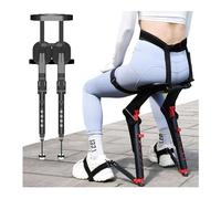 Canne Siege Pliante Légère, Exosquelette de Jambe pour s'Asseoir, Tabouret Invisible Chaise Portable Siège à Hauteur Réglable avec Attelle pour Jambes Tabouret Pliant pour Travail Pêche (Noir)