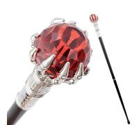 Canne Steampunk à Boule de Verre Rouge, Accessoire de Costume, Sceptre Canne de Déguisement, pour Hommes et Femmes 93 Cm