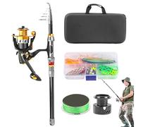 Canne télescopique facile à utiliser - Rail et combo, équipement de camping Lac Rivière Ponton Kayak Voyage Surf | Expérience de plein air améliorée : set pour débutants