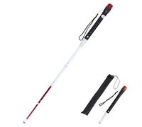 Canne télescopique pour aveugle Flash - Canne télescopique réfléchissante pour aveugle malvoyant, avertissement lumineux sonore rouge + embout de béquille en option(A,118cm/46.5in)