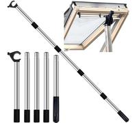 Canne Télescopique pour Fenêtre de Toit/Store, Perche Telescopique Conçu pour Contrôler les Lucarnes, Robuste en Acier Inoxydable avec Crochet Universel, Télescopique Extensible Jusqu'à 186 cm