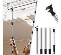 Canne Télescopique pour Stores et Fenêtres De Toit: Perche Telescopique Conçu pour Contrôler les Lucarnes - Acier Inoxydable pour Ouverture et Fermeture de Fenêtre 185 cm (Black)