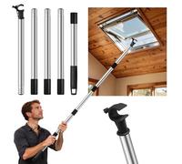 Canne Télescopique pour Stores et Fenêtres De Toit: Perche Telescopique Conçu pour Contrôler les Lucarnes - pour Ouverture et Fermeture de Fenêtre - Acier Inoxydable 185 cm (A set)