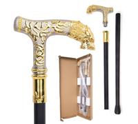 Canne Vintage À Tête de Loup Doré et Argenté pour Hommes Femmes, Marche Décorative Style Antique, Cadeau Élégant Cosplay