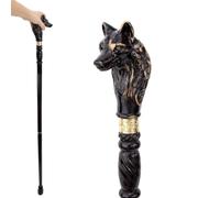 Canne Wolf, Canne de Marche Haut de Gamme en Bois Fabriquée à la Main | Sculpté en 3D, Grain de bois naturel, Chêne rouge massif, Capacité de 400 lb, Finition à l'huile de cire