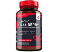 Canneberge Gélules Haute Résistance 37500 mg - 180 gélules Végan - Approvisionnement de 2 mois - Supplément d'Extrait de Canneberge Pur 50:1 - Fabriqué au Royaume-Uni par Nutravita