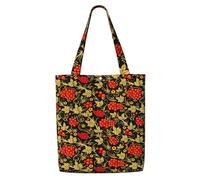 Canneberge traditionnelle russe,Sacs d'épicerie réutilisables, sacs fourre-tout de grande capacité, sac à bandoulière en toile