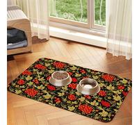 Canneberge Traditionnelle Russe,Tapis d'alimentation pour Animaux de Compagnie, Sets de Table en Cuir PU pour Chats et Chiens,30x45cm
