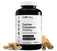 Cannelle de Ceylan 5000 mg. 180 gélules vegan pour 6 mois de traitement. Extrait Naturel de bâton de Cannelle (Cinnamomum Zeylanicum) avec 10% de Polyphénols. Fabriqué en Europe par HIVITAL