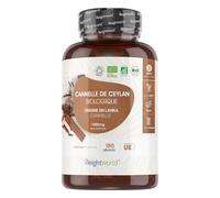 Cannelle de Ceylan Bio du Sri Lanka, Riche en Polyphénols, Flavonoïdes, Vitamine A, K et Potassium, Cinnamon 1000mg 180 Gélules Vegan pour 3 Mois, Ayurvéda Cannelle Bio Ceylan sans Additifs