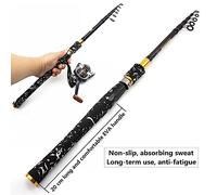 Cannes à Pêche Canne à pêche télescopique en Carbone poignée étendue leurre Truite Canne Moulinet Combos débutant Voyage Ensemble de(Fishing Rod+Reel Set,2.4m)