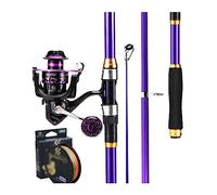 Cannes à Pêche Canne à pêche Violette combinée Canne télescopique et Moulinet Filature Ensemble Complet Portable for la de Voyage(2.7M Rod-4000 Reel)