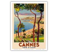 Cannes - C te d'Azur - Affiche de voyage vintage de Lucien Peri vers 1938 - Tirage d'art (sans cadre) 23 x 30 cm