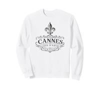 Cannes Côte d'Azur France Ornée Fleur de Lis Noir Sweatshirt