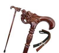 Cannes de Marche en Bois en Forme de Dragon, Avec Cordon, Poignée Ergonomique et Embout Antidérapant en Caoutchouc Canne Décorative de Luxe pour Hommes et Femmes Cospaly 91 Cm