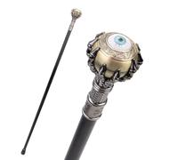 Cannes de Marche Punk Métal Aux Yeux Injectés de Sang, Cannes de Luxe pour Hommes et Femmes, Antidérapantes et Amovibles Style Cosplay Vintage 93 Cm