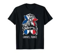 Cannes France Chignon Chignon Bandana Lunettes de Soleil T-Shirt