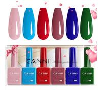 CANNI Vernis à Ongles Gel Semi Permanent 6 Couleur UV Gel Nail Polish rose bleu rouge vert Semi-permanent Valentinstag für Maniküre Nageldesign 9ml