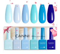 CANNI Vernis à Ongles Gel Semi Permanent 6 Couleur UV Nail Polish bleu clair vert light blue green Semi-permanent Valentinstag für Maniküre Nageldesign 9ml