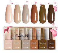 CANNI Vernis à Ongles Gel Semi Permanent 6 Couleurs Vernis à Ongles Gel UV 9ml Rose Nu, Marron Pink Nu, Brown