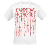 Cannibal Corpse Logo Drip Homme T-Shirt Manches Courtes Blanc XL 100% Coton Regular/Coupe Standard